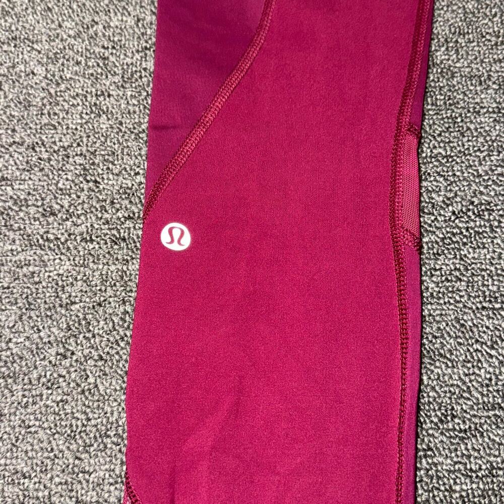Lululemon Cropped Leggings Womens 4 Cranberry Red/Pink Pockets Yoga Workout - Picture 5 of 8
